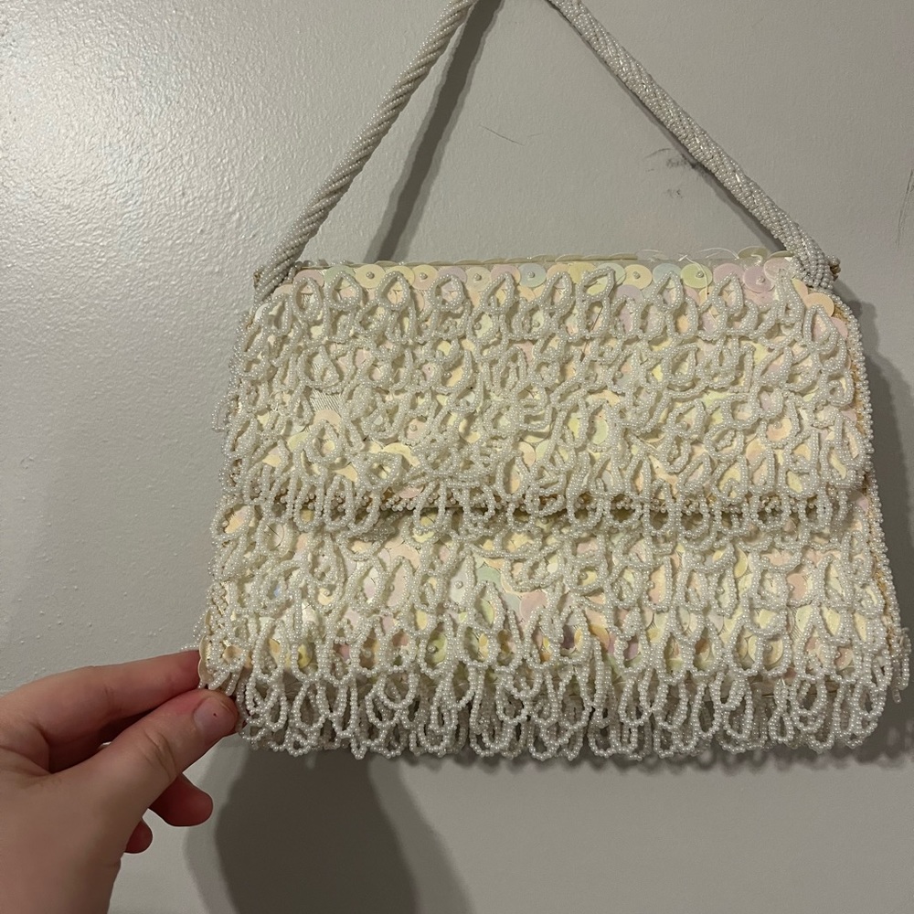 Off White / Cream fringe handbag